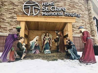 Christmas religious figurine in HSHS St. Clare Memorial Hospital