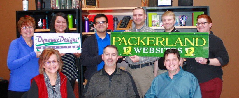 Packerland Website Team with the Dynamic Designs Team in one frame