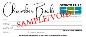 Chamber Bucks Gift Certificate Sample