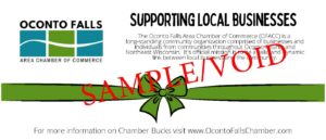 Chamber Bucks Gift Certificate Sample